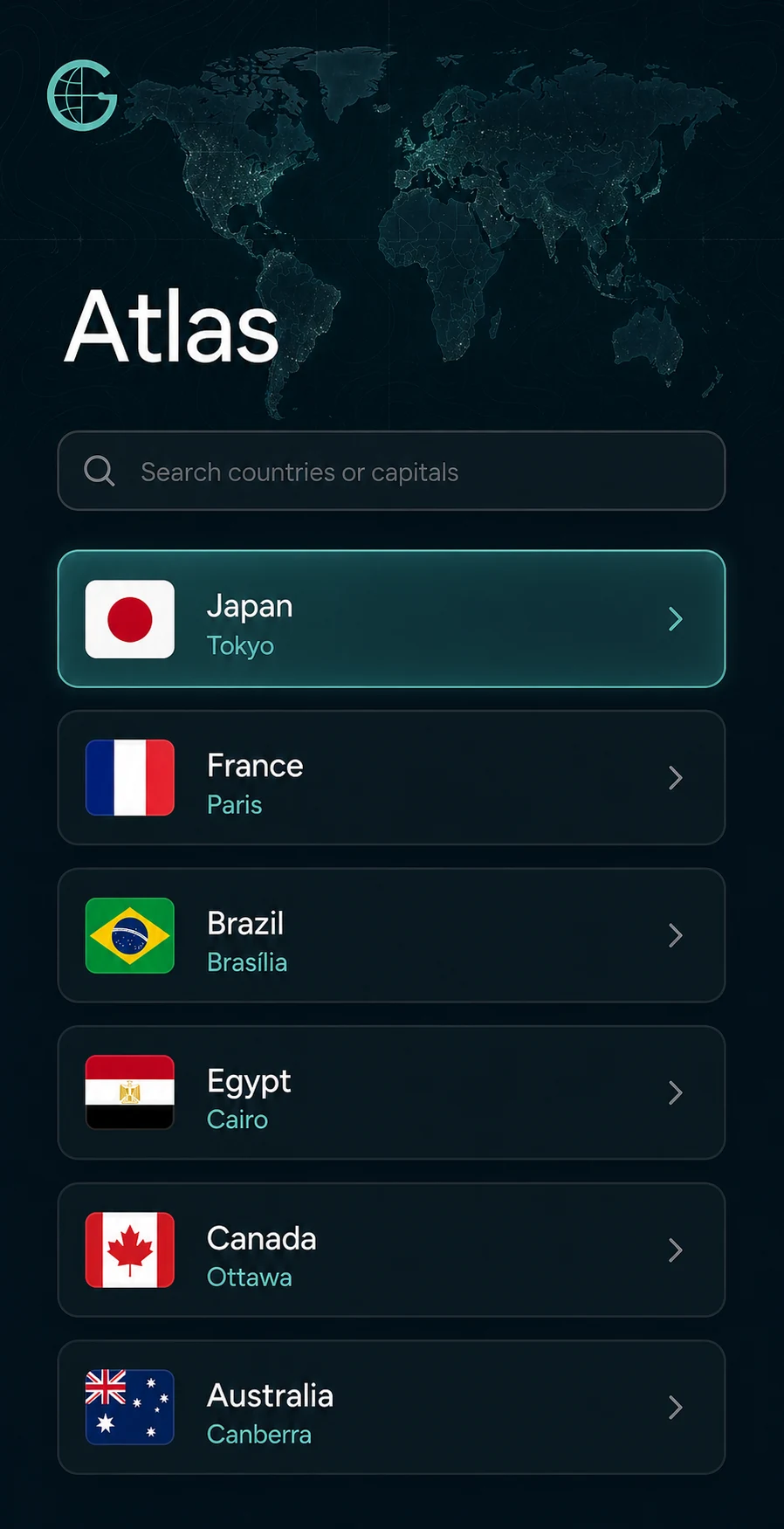 Atlas country browser