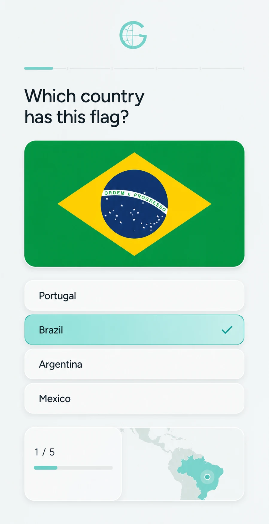 Flag Guess quiz screen