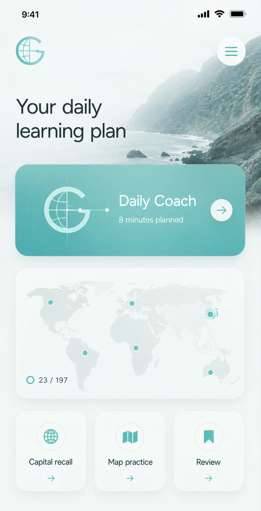 Daily Coach home screen
