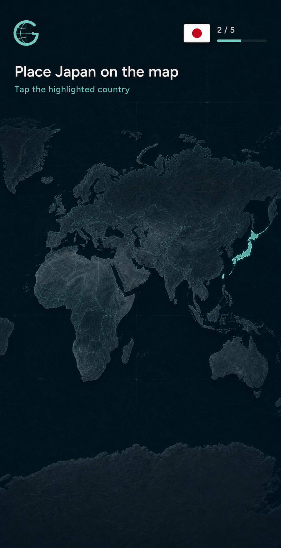 GeoCapitals map challenge highlighting Japan