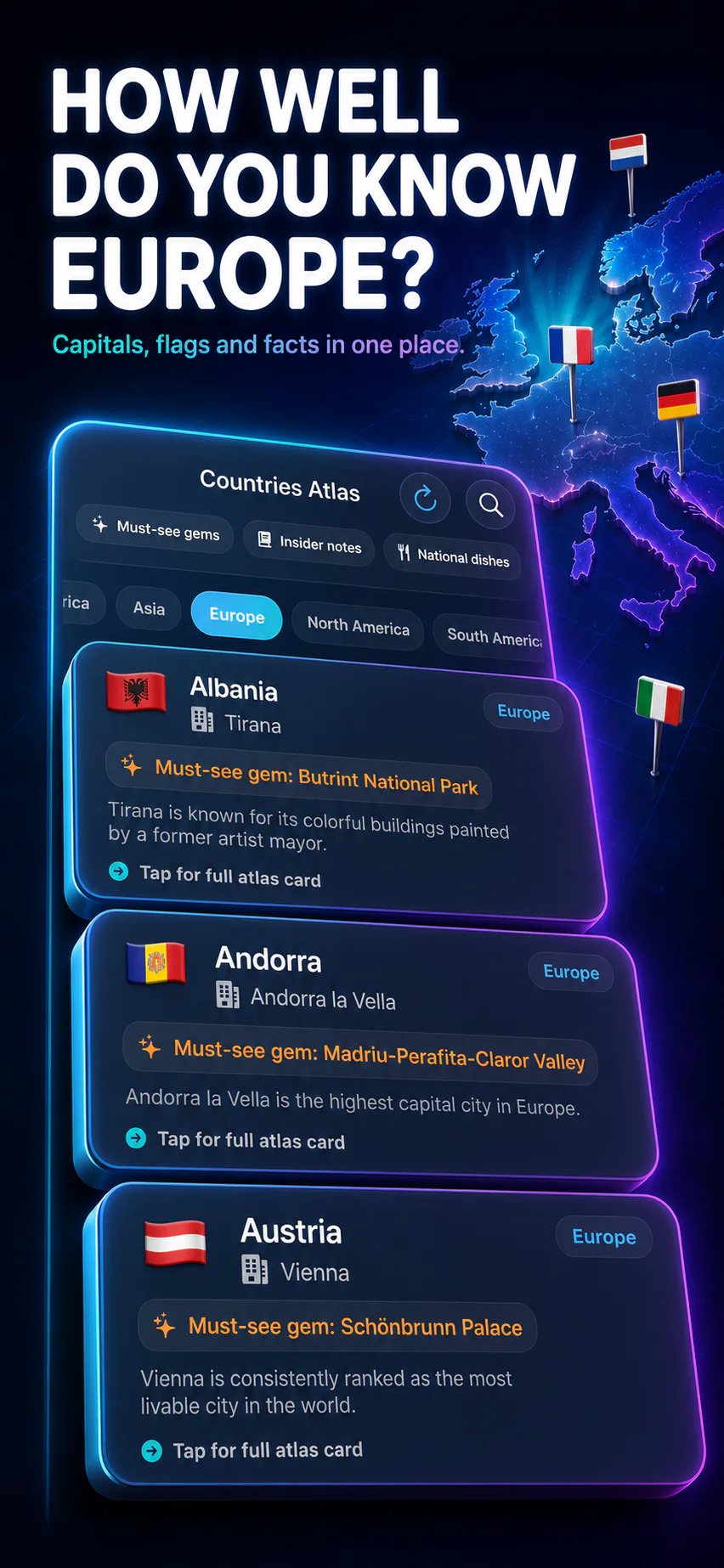 Europe country Atlas browser